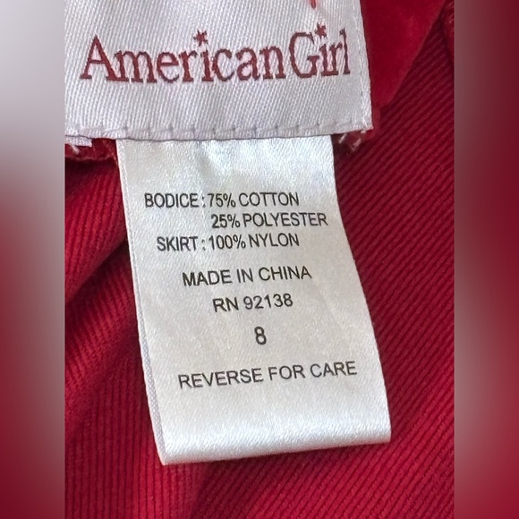 American Girl Chocolate Cherry Holiday Dress With Collar, Cuff Headband SZ 8 - Picture 2 of 14